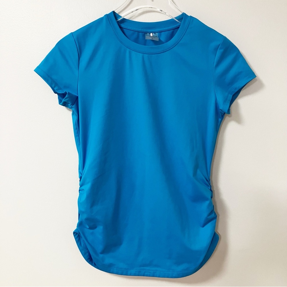 Calia | Blue Ruched Active Top S Athletic Basic Gym Pilates Running Workout Yoga